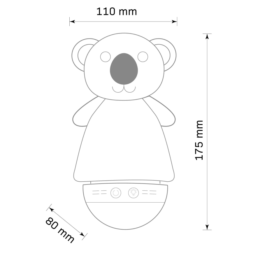 LED RGB Detská nočná lampička s melódiou 3xAAA/5V koala