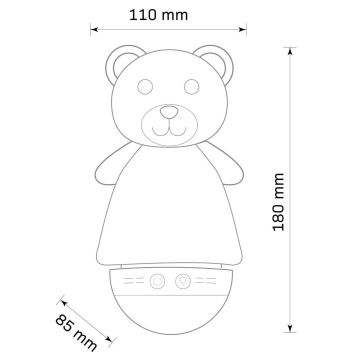 LED RGB Detská nočná lampička s melódiou 3xAAA/5V medveď