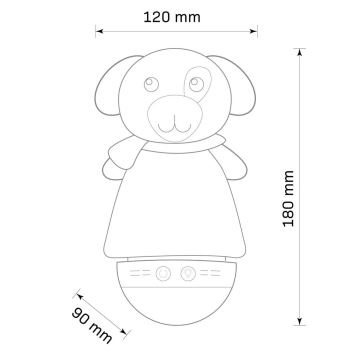 LED RGB Detská nočná lampička s melódiou 3xAAA/5V psík