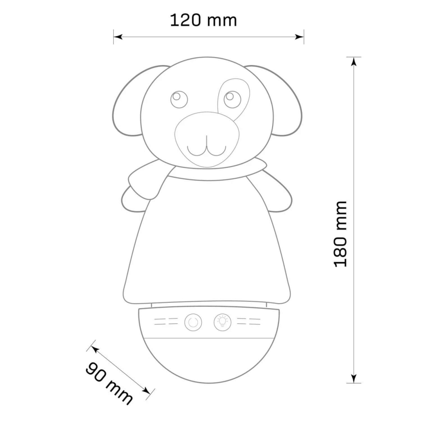 LED RGB Detská nočná lampička s melódiou 3xAAA/5V psík