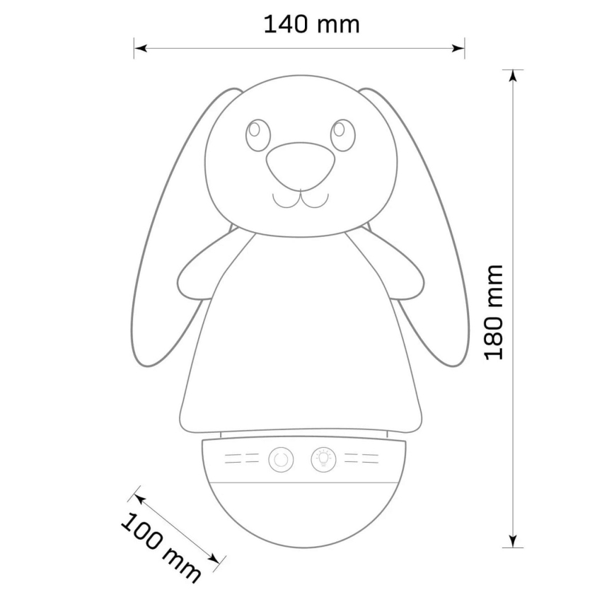 LED RGB Detská nočná lampička s melódiou 3xAAA/5V zajačik