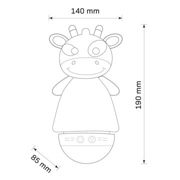 LED RGB Detská nočná lampička s melódiou 3xAAA/5V žirafa