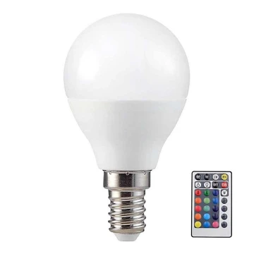 LED RGB Stmievateľná žiarovka P45 E14/4,8W/230V 3000K + diaľkové ovládanie