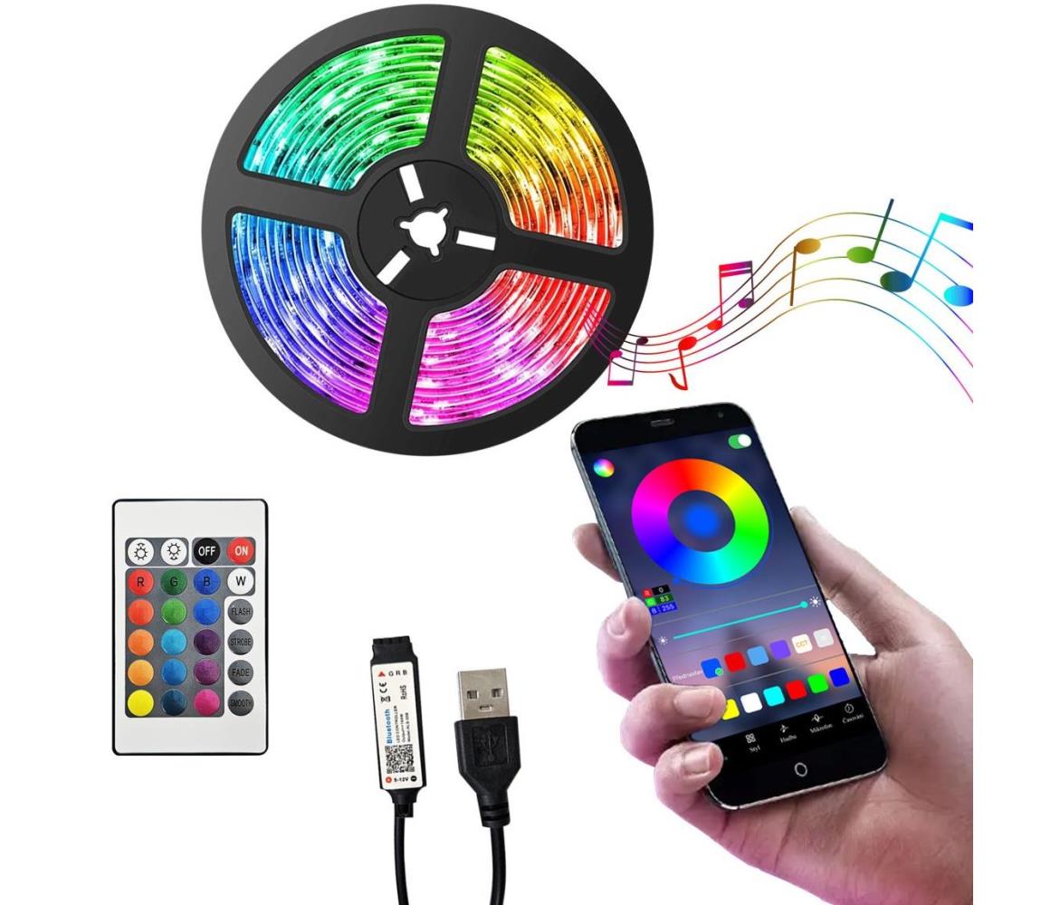  LED RGB Stmievateľný pásik LED/6W/5V USB 2 m + diaľkové ovládanie 