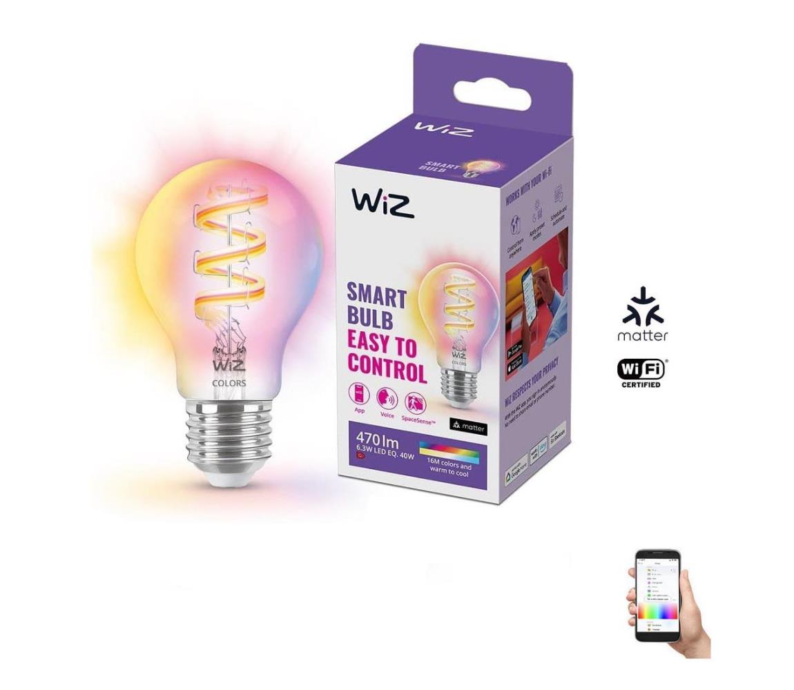 WiZ LED RGBW Stmievateľná žiarovka A60 E27/6,3W/230V 2200-6500K Wi-Fi - WiZ 