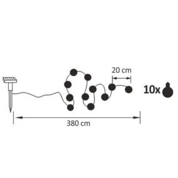 LED Solárna dekoračná reťaz LED/1,2V 3,8 m IP44