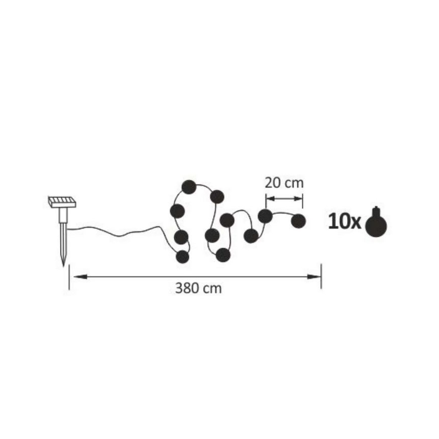 LED Solárna dekoračná reťaz LED/1,2V 3,8 m IP44