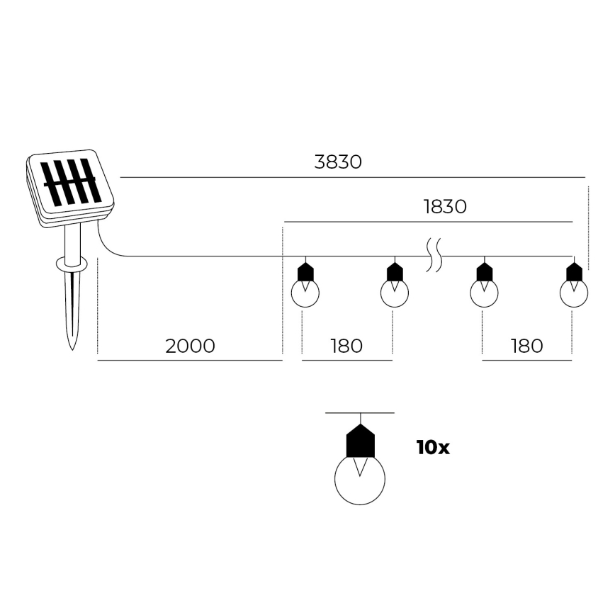 LED - Solárna reťaz 10xLED/0,12W/1,2V 1xAA IP44 6000K