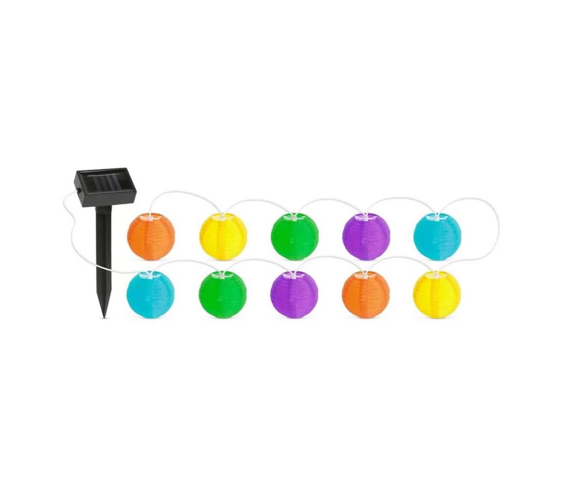  LED Solárna reťaz 10xLED/1,2V 3,7m IP44 multicolor 