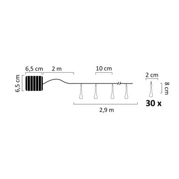 LED Solárna reťaz ICE 30xLED/1,2V IP44