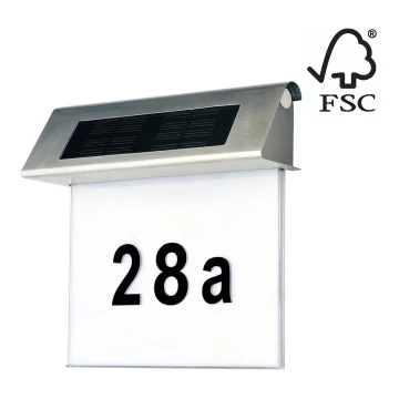 LED Solárne domové číslo LED/2x0,07W/2,4V IP44 – FSC certifikované