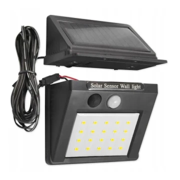 LED Solárne nástenné svietidlo so senzorom a externým panelom LED/0,55W/3,7V IP65