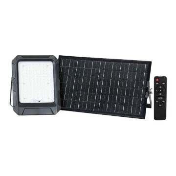LED Solárny reflektor LED/15W/3,7V IP65 4000K čierna + diaľkové ovládanie