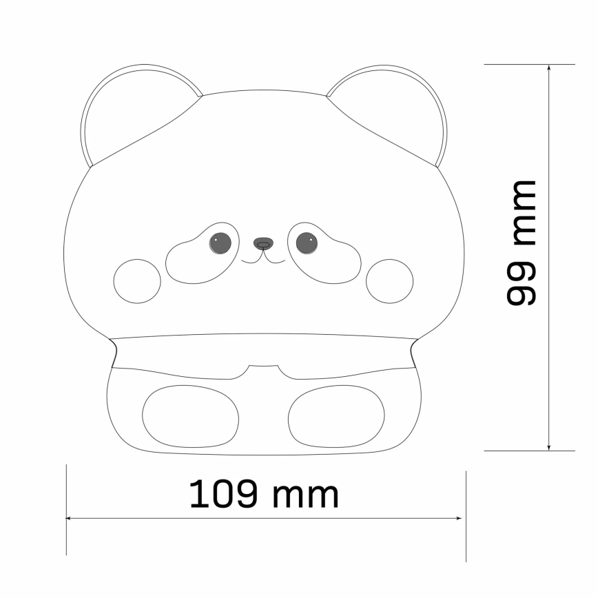 LED Stmievateľná detská dotyková lampa PANDA LED/2W/3,7V 1200 mAh