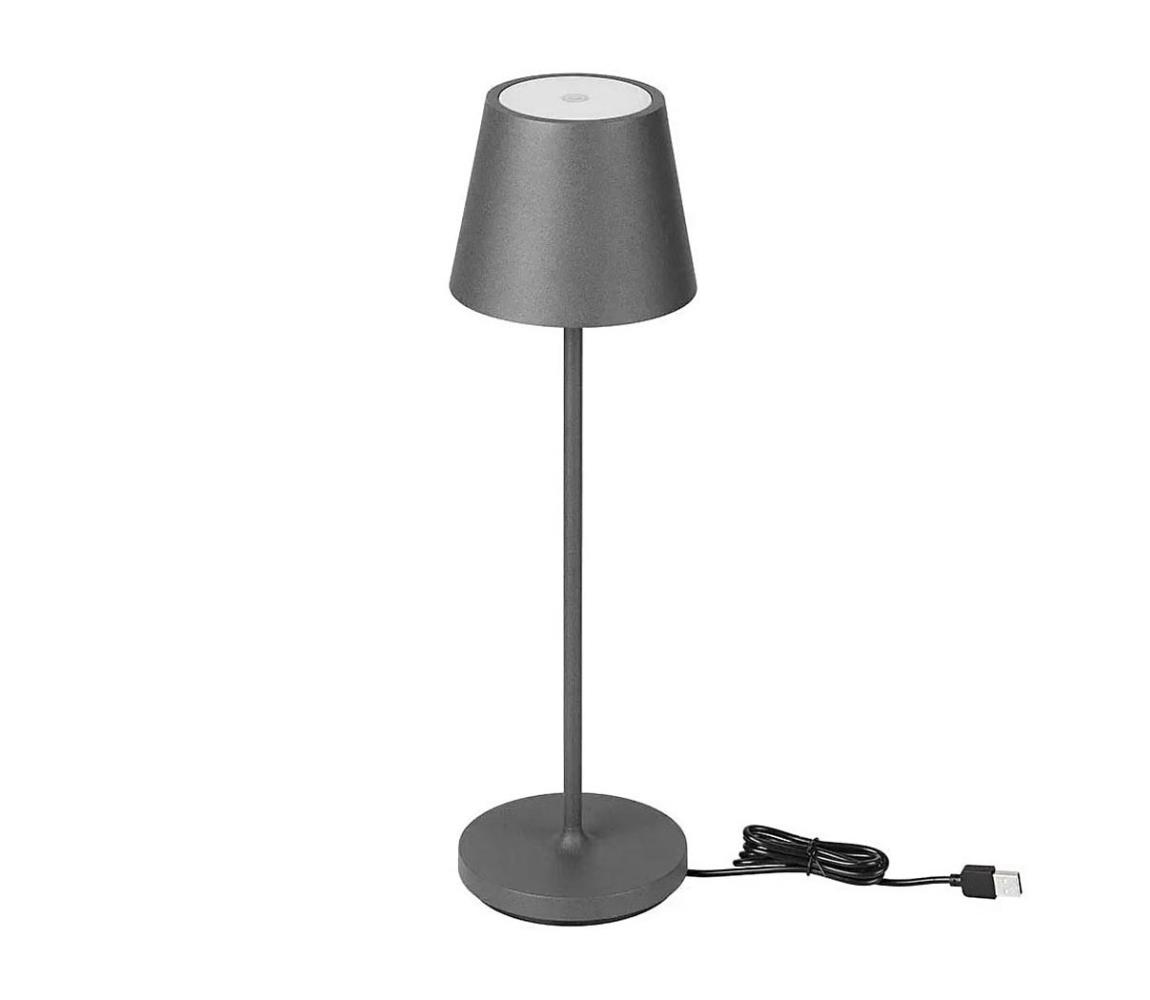  LED Stmievateľná dotyková dobíjacia stolná lampa LED/2W/5V 4400 mAh IP54 šedá 