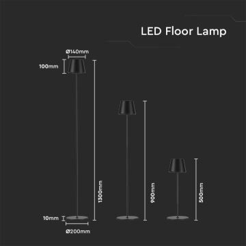 LED Stmievateľná nabíjacia stojacia lampa 3v1 LED/4W/5V 4400 mAh 3000K IP54 čierna