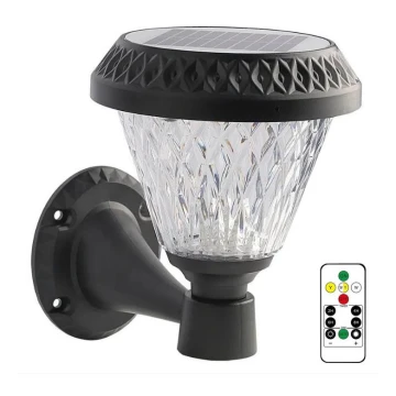 LED Stmievateľná solárna nástenná lampa LED/0,8W/5,5V 3000/4000/6400K IP44 + diaľkové ovládanie