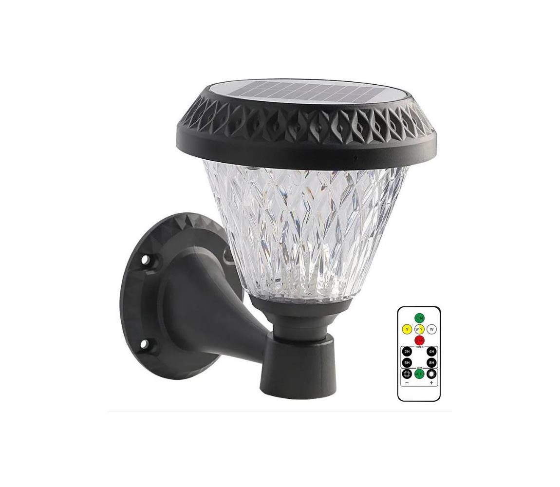 Obrázok V-Tac LED Stmievateľná solárna nástenná lampa LED/0,8W/5,5V IP44 + diaľkové ovládanie VT0836