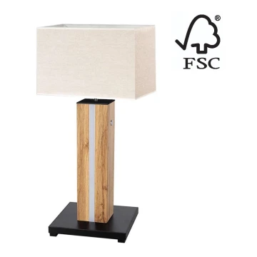 LED Stmievateľná stolná lampa FLAME 1xE27/40W+ LED/4,6W/230V 56,5 cm dub – FSC certifikované