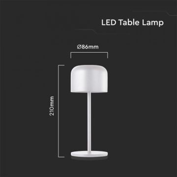 LED Stmievateľná dobíjacia dotyková stolná lampa LED/1,5W/5V 2700-5700K IP54 2200 mAh biela