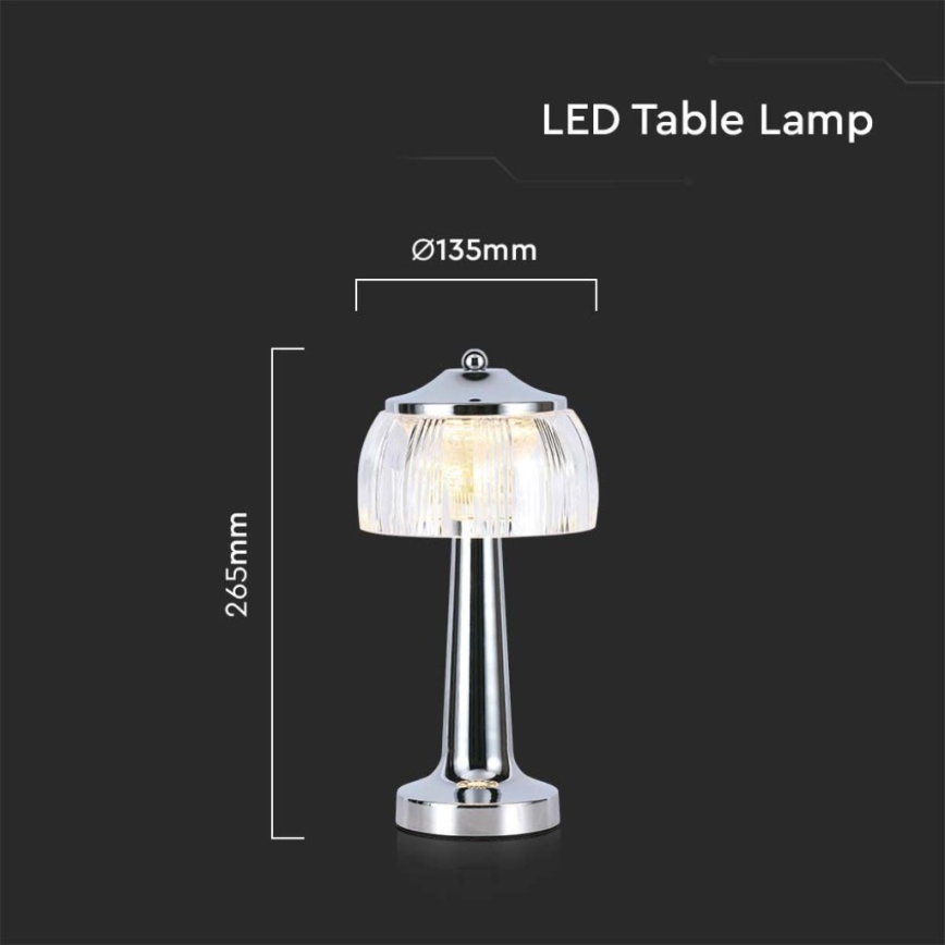 LED Stmievateľná dobíjacia dotyková stolná lampa LED/1W/5V 3000-6000K 1800 mAh chróm