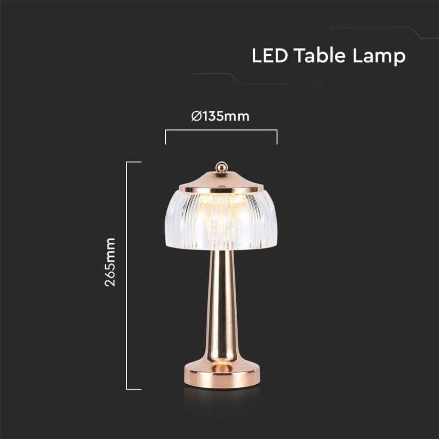 LED Stmievateľná dobíjacia dotyková stolná lampa LED/1W/5V 3000-6000K 1800 mAh rose gold