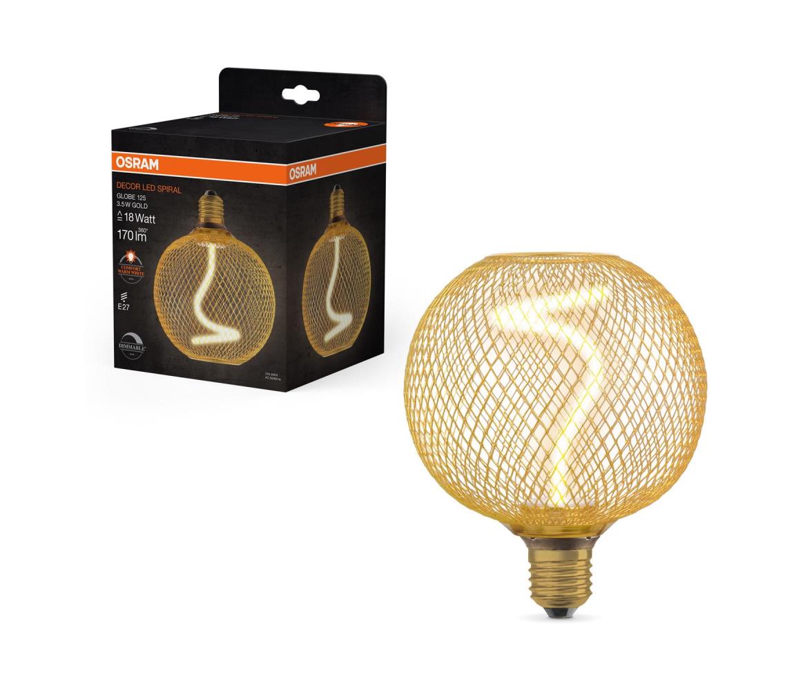 Osram LED Stmievateľná žiarovka DECOR FILAMENT G125 E27/3,5W/230V 1800K zlatá - Osram 