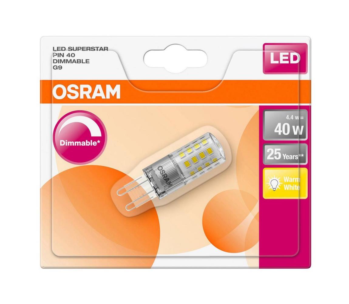 Obrázok OSRAM LED SUPERSTAR PIN CL 4,2W 827 G9 470lm 2700K (CRI 80) 25000h A++ DIM (Krabička 1ks) 4058075271777