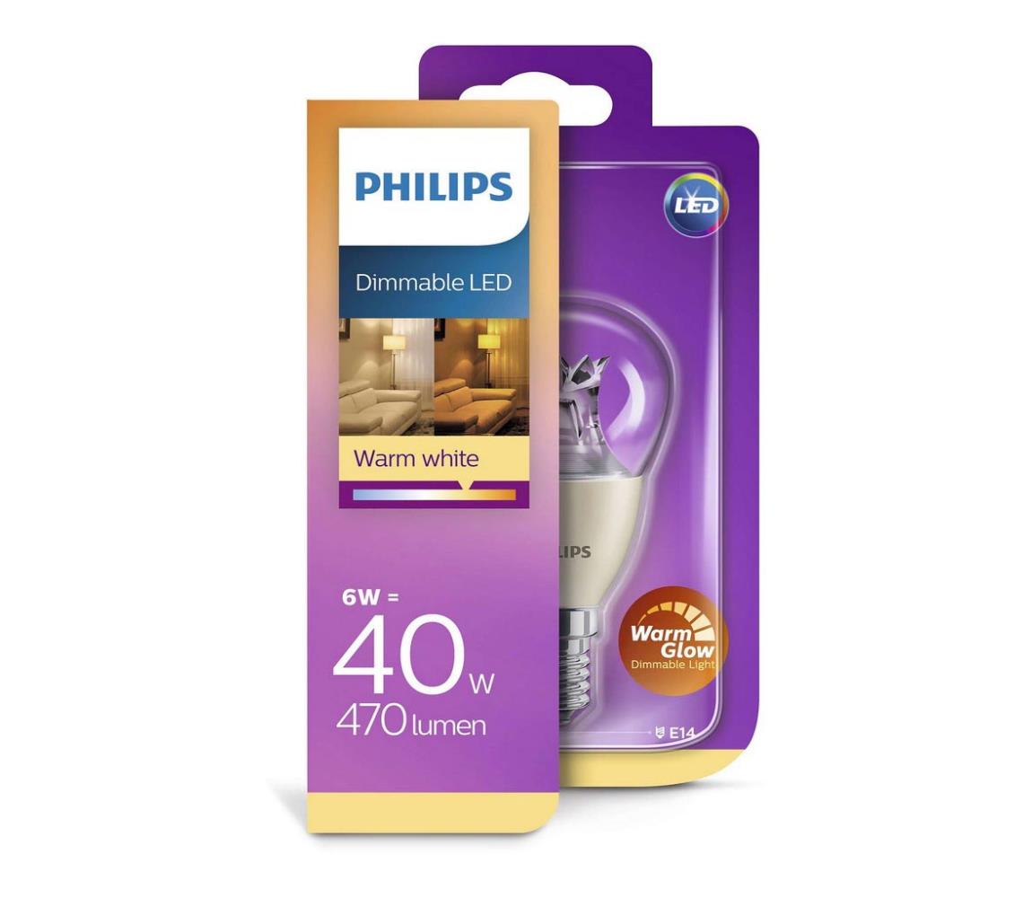 Obrázok Philips LED Kvapka 6-40W, E14, 2200-2700K WarmGlow, číra, stmievateľná (929001140630)