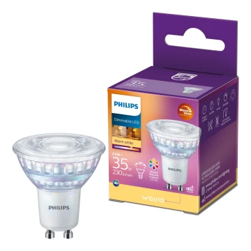 LED Stmievateľná žiarovka Philips Warm Glow GU10/2,6W/230V 2200-2700K CRI 90