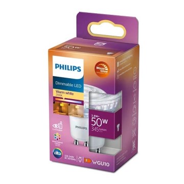 LED Stmievateľná žiarovka Philips Warm Glow PAR16 GU10/3,8W/230V 2200-2700K CRI 90