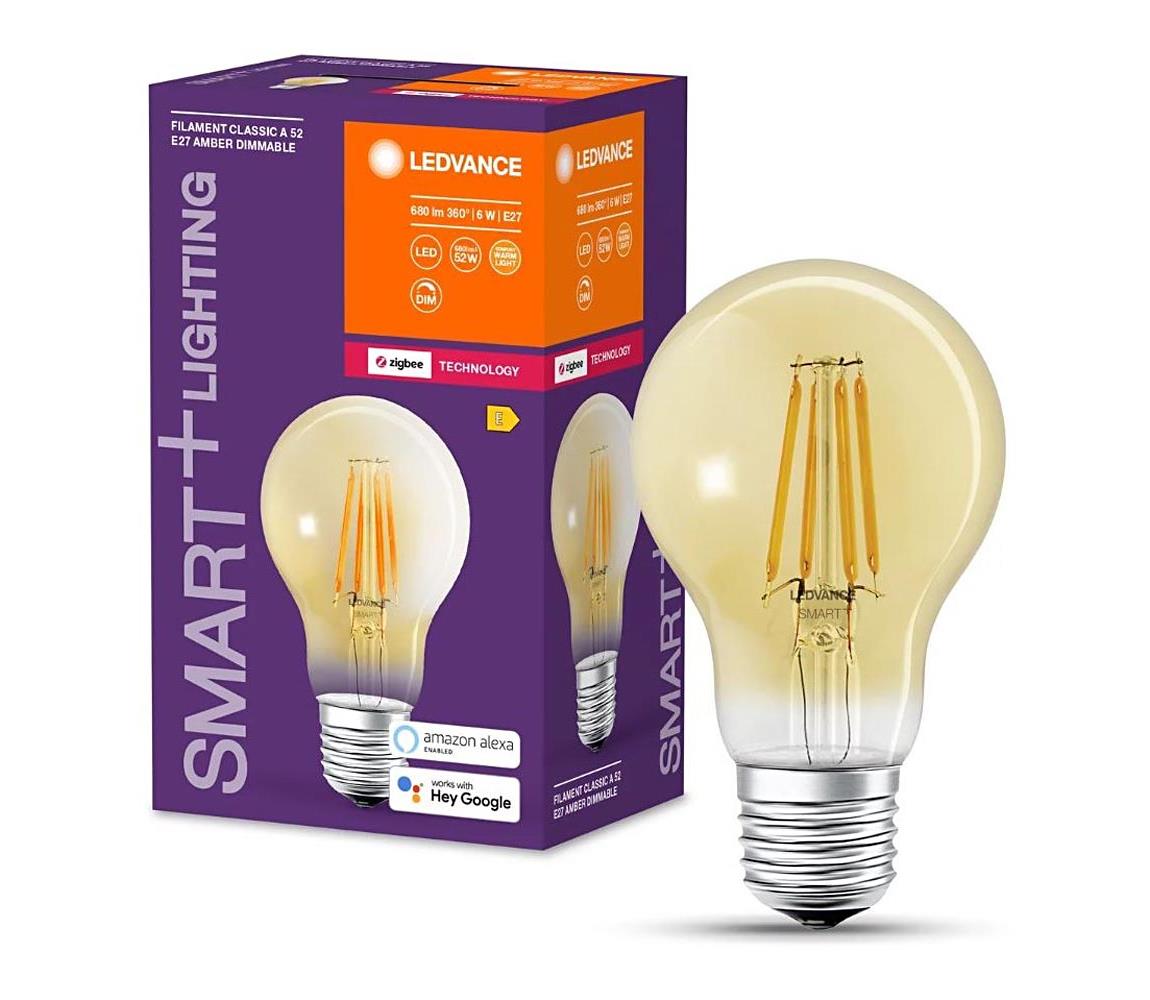 Ledvance LED Stmievateľná žiarovka SMART+ FILAMENT A55 E27/6W/230V 2400K - Ledvance 