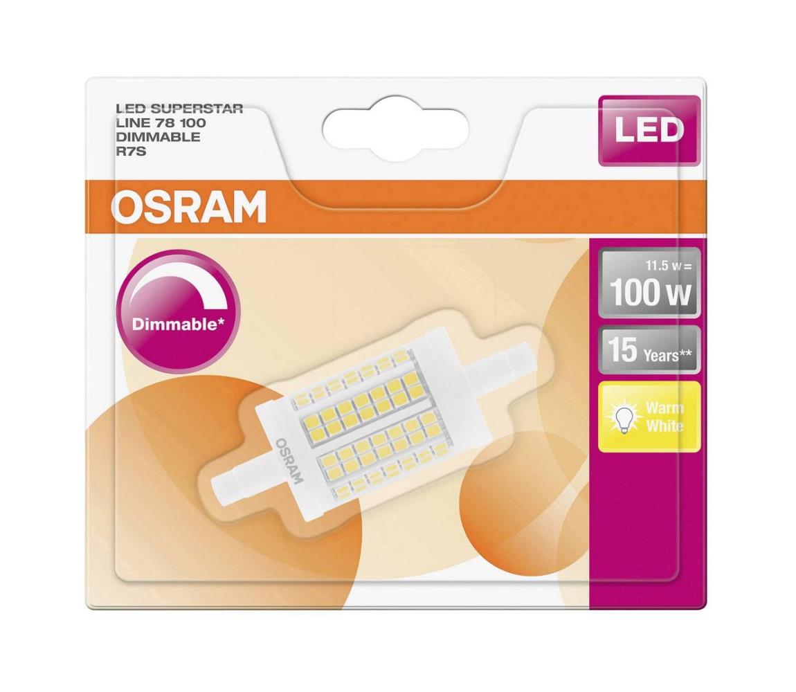 Obrázok OSRAM LED SUPERSTAR LINE 78mm 230V 11,5W 827 R7S DIM A++ Plast čirý 1521lm 2700K 25000h (blistr 1ks), 4058075138506