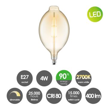 LED Stmievateľná žiarovka VINTAGE EDISON E27/4W/230V 2700K