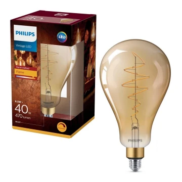 LED Stmievateľná žiarovka VINTAGE Philips A160 E27/6,5W/230V 2000K