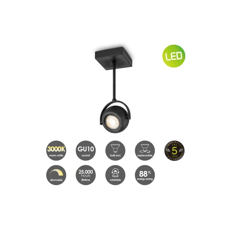 LED  Stmievateľné bodové svietidlo NOP 1xGU10/5,8W/230V čierna