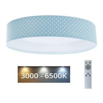 LED Stmievateľné detské stropné svietidlo SMART GALAXY KIDS LED/24W/230V 3000-6500K bodky tyrkysová/biela + diaľkové ovládanie