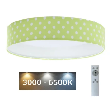 LED Stmievateľné detské stropné svietidlo SMART GALAXY KIDS LED/24W/230V 3000-6500K bodky zelená/biela + diaľkové ovládanie