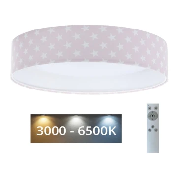 LED Stmievateľné detské stropné svietidlo SMART GALAXY KIDS LED/24W/230V 3000-6500K hviezdičky ružová/biela + diaľkové ovládanie