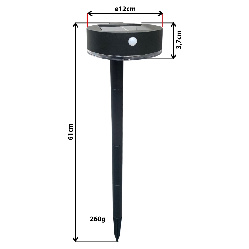 LED Stmievateľné solárne svietidlo so senzorom 2v1 LED/3,7V IP44