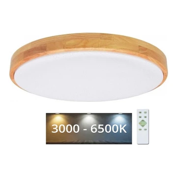 LED Stmievateľné stropné svietidlo LENA LED/60W/230V 3000-6500K dub + diaľkové ovládanie