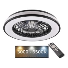 LED Stmievateľné stropné svietidlo s ventilátorom LED/48W/230V 3000-6500K čierna + diaľkové ovládanie