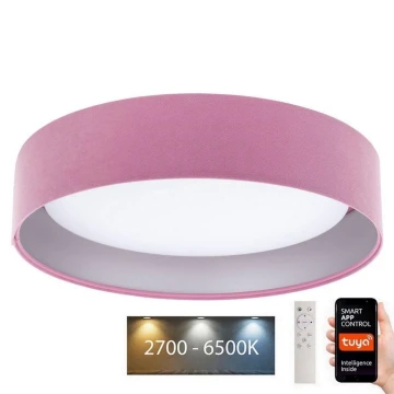 LED Stmievateľné stropné svietidlo SMART GALAXY LED/36W/230V pr. 55 cm Wi-Fi Tuya ružová/strieborná + diaľkové ovládanie