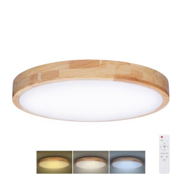 LED Stmievateľné stropné svietidlo SOLID OAK LED/48W/230V 3000-6500K dub pr. 39 cm + diaľkové ovládanie