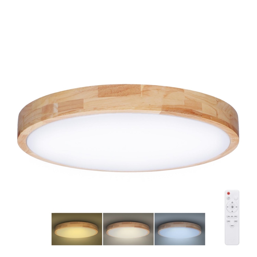 LED Stmievateľné stropné svietidlo SOLID OAK LED/60W/230V 3000-6500K dub pr. 51 cm + diaľkové ovládanie