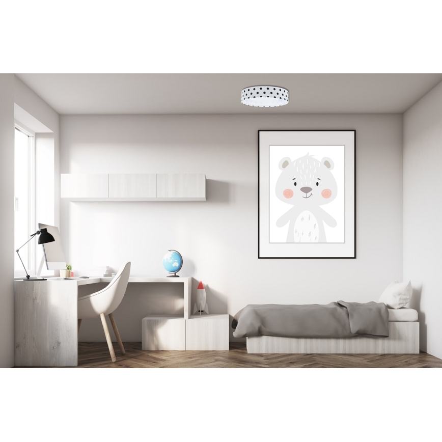 LED Stmievateľné detské stropné svietidlo SMART GALAXY KIDS LED/24W/230V 3000-6500K bodky biela/čierna + diaľkové ovládanie