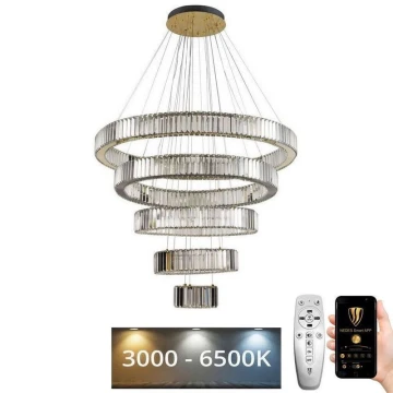 LED Stmievateľný krištáľový luster na lanku LED/195W/230V 3000-6500K + diaľkové ovládanie