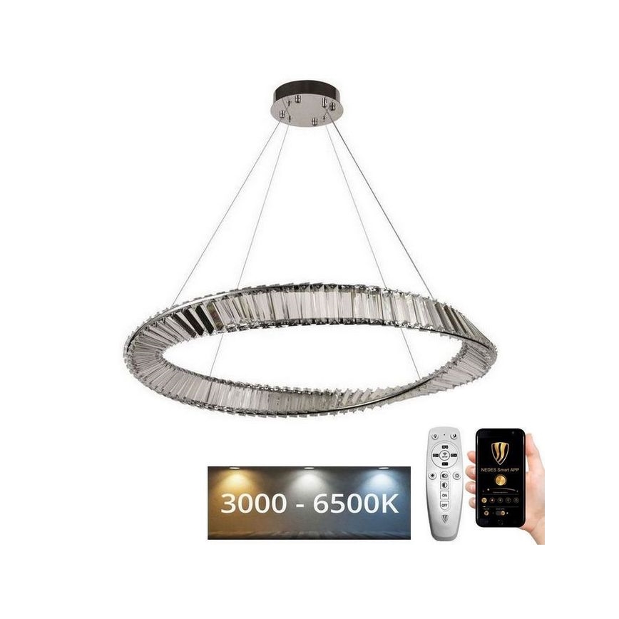 LED Stmievateľný krištáľový luster na lanku LED/50W/230V 3000-6500K + diaľkové ovládanie