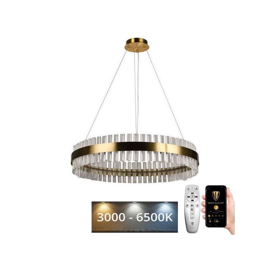 LED Stmievateľný krištáľový luster na lanku LED/55W/230V 3000-6500K + diaľkové ovládanie