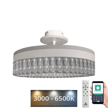 LED Stmievateľný krištáľový prisadený luster LED/75W/230V 3000-6500K biela + diaľkové ovládanie